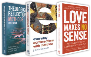 Theological Reflection Methods, Love Makes No Sense and Everyday Conversations with Matthew book covers designed by PenguinBoy